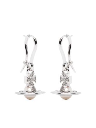 Vivienne Westwood Lucille Orb earrings - women - Brass/Faux Pearl - One Size - Silver