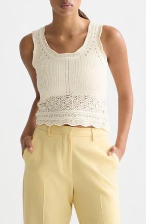Scotch & Soda Pointelle Crop Sweater Tank in Eggnog at Nordstrom, Size X-Small
