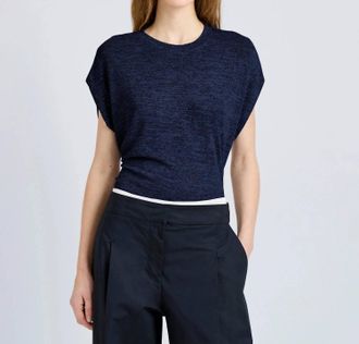 Proenza Schouler Reeva Crew Neckline Tee In Marled Jersey / Navy Melange