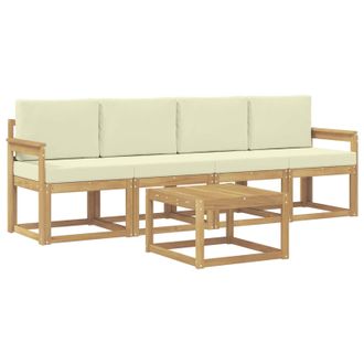 vidaXL Conjunto De Sof&aacute;s De Exterior Con Coj&iacute;n 5 Pcs Blanco Y Crema Vidaxl