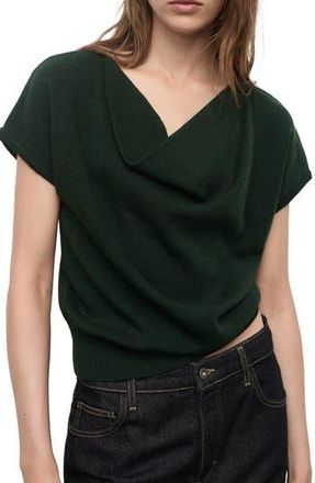 Mango Drape Crop Sweater in Dark Green at Nordstrom Rack, Size Small