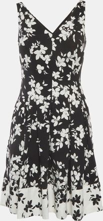 Ralph Lauren Lauren Ralph Lauren Black Floral Print Crepe Sleeveless Mini Dress