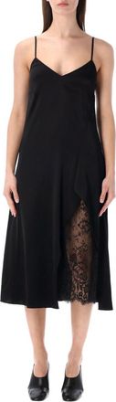 Acne Studios Black Solid V Neck Midi Dress