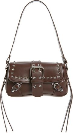 BP. Buckle Rivet Faux Leather Shoulder Bag in Brown at Nordstrom