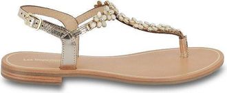 Les Tropeziennes Leren teensandalen met parelmoer Hofleur