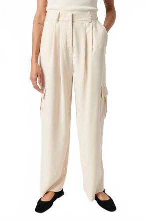 Soaked In Luxury Shirley Wide Legs Cargo Trousers In Sandshell