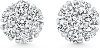 Pompeii3 1Ct Diamond Cluster Pave Studs Screwback Earrings 14k Gold Lab Grown