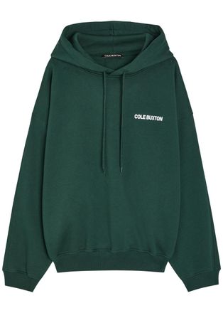 Cole Buxton Sportswear Hooded Printed Cotton Sweatshirt - Green - XL