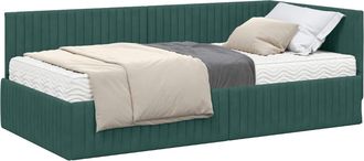 vidaXL Estructura De Cama Esquina Con Colch&oacute;n 2 Uds. Verde Oscuro Vidaxl