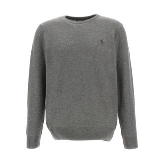 Polo Ralph Lauren Truien & Vesten, Heren, Grijs, M, Wol, Pullover met ronde hals en lange mouwen