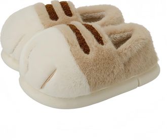 Generic Womens Cat Paw Slippers Cute Fuzzy Plush House Shoes Winter Warm Cozy Animal Paw Design Soft Furry Slip-On Non-Slip Indoor Bedroom Home Shoes,Khaki Cl