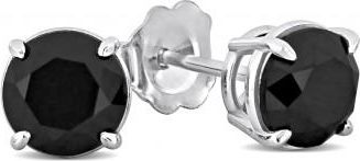 Allurez Round Cut Black Diamond Stud Earrings 14k White Gold (2.00ct)