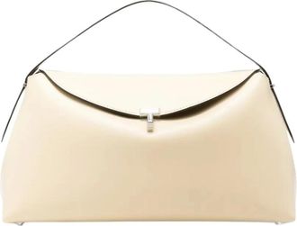 Toteme Tassen, Dames, Beige, ONE Size, Leer, T-Lock Leren Handtas met Handvat