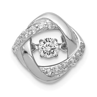 Diamond2Deal 14k White Gold 1/4 carat Vibrant Moving Diamond Intertwined Squares Chain Slide