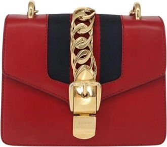 Gucci Pre-owned Leren Crossbody Tas - Dames - Vintage Schoudertas - Rood - ONE Size - Leer - Vintage