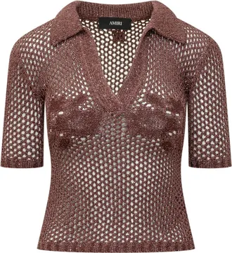 Amiri Red Knitted Shirt Collar Polo