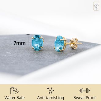 MAX + STONE 14k Yellow or White Gold 7x5mm Oval Stud Earrings with Push Backs