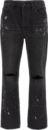 Purple Cotton Straight-Leg Mens Jeans