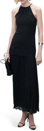 Mango Mixed Media A-Line Maxi Dress in Black at Nordstrom Rack, Size 10