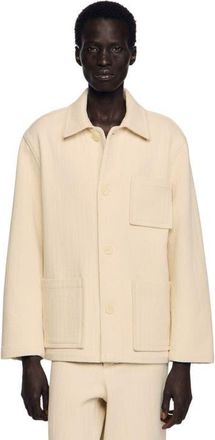 Sandro Cotton worker jacket in Ecru at Nordstrom, Size X-Large