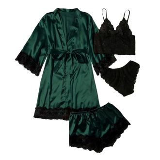 Generic Womens Towel Bathrobe Short Womens Long Pyjama Set Placket Silk Night Lingerie Womens Tops And Shorts Casual Plain Sleepwear Nightdress Fleece Mens Ro