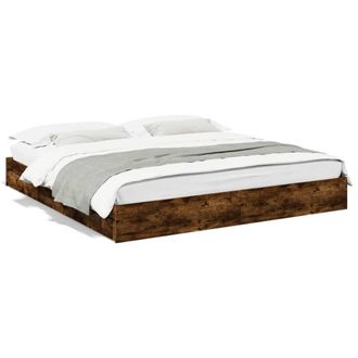Berkfield Home Bed Frame w/Drawers Frame Smoked Oak 180x200 cm Super King in Brown