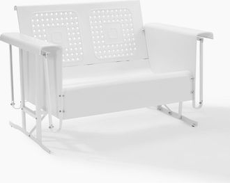 Crosley Furniture Bates Outdoor Metal Loveseat Glider White