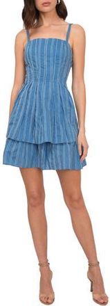 Adelyn Rae Stripe Tiered Minidress in Blue at Nordstrom Rack, Size X-Large