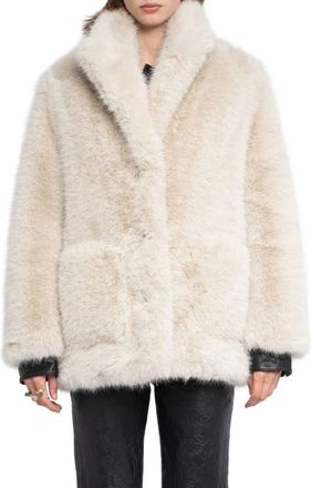 Zadig&Voltaire Fleur Faux Fur Coat in Ecru at Nordstrom, Size X-Small