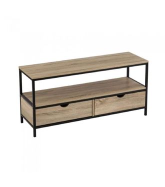 Unimasa Mueble TV moderno de acero negro con 2 cajones de 57x39x120cm