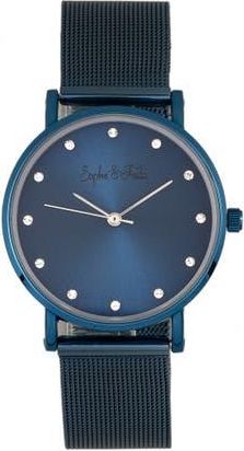 Sophie & Freda Sophie & Freda Savannah Mesh Bracelet Watch w/Swarovski Crystals in Blue at Nordstrom