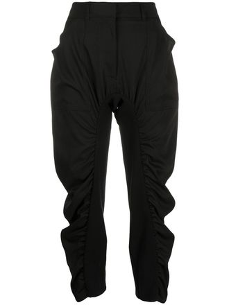Stella McCartney pleated cropped trousers - women - Cotton/Spandex/Elastane/Wool - 38 - Black