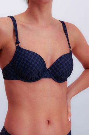 Joop B&uuml;gel-Bikini-Top JOOP Cortina, Damen, Gr. 34, Cup B, blau (navy aop), Microfaser, Obermaterial: 83% Polyamid, 17% Elasthan, Bikini-Oberteile B&uuml;gel-Bik