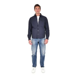 Drumohr Overshirt met Knopen en Zak - Heren - Overhemden - Blauw - Maat: XL Polyamide