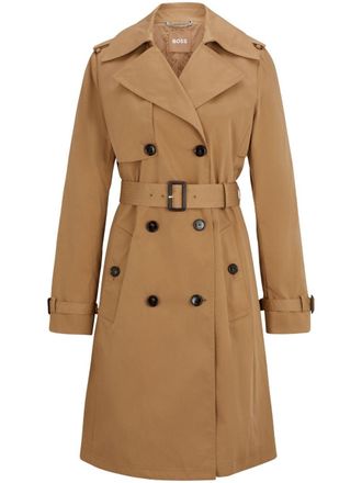 BOSS belted double-breasted trench coat - women - Recycled Polyester/Polyester - 36 - Brown