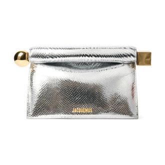 Jacquemus Clutches, female, Gray, Size: ONE SIZE Rond Carr&eacute; Clutch
