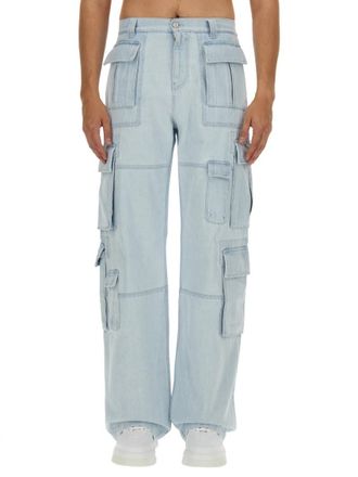 Versace Light Blue Relaxed Cargo Jeans