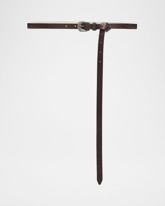 Brunello Cucinelli Long Croc-Embossed Leather Belt