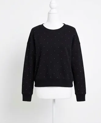 Z Supply Sparkle Crew Neck Sweatshirt In Black