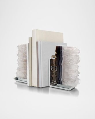 ANNA new york Fim Bookends, Agate Druze & Silver - Set of 2
