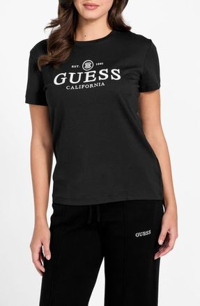 Guess Arabella Graphic Print Organic Cotton Blend T-Shirt in Black-Black at Nordstrom, Size Large
