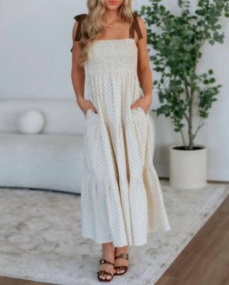 Wishlist Tiered Polka Dot Maxi Dress In Sand/choco