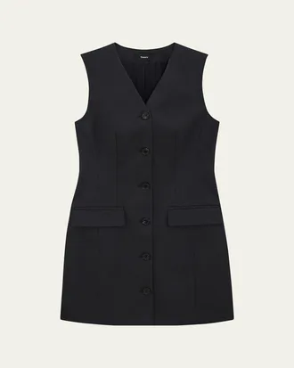 Theory Cotton Chino Mini Blazer Dress