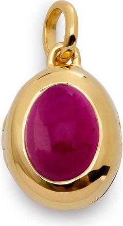 Monica Vinader Birthstone Locket Pendant in 18Ct Gold /Pink Quartz at Nordstrom
