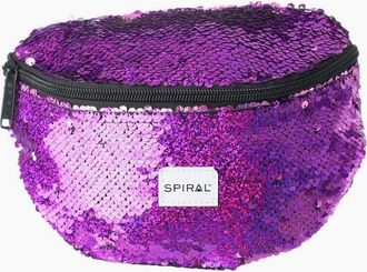 Spiral Womens Metallic Patterned Sequin Crescent Shape Fanny Pack - Purple - Size: ONE size