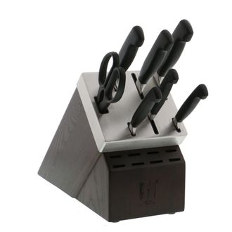 Zwilling Four Star 8-pc Self-Sharpening Knife Block Set, brown block