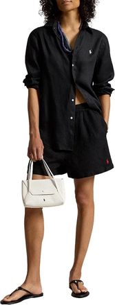 Ralph Lauren Pleated Linen Bermuda Shorts - Black