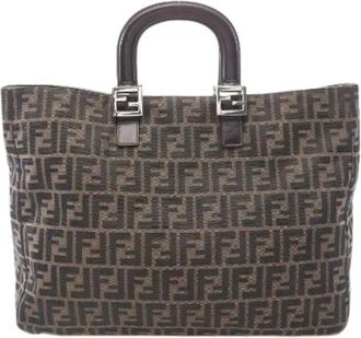 Fendi Pre-owned Zucca Canvas Leather Tote Bag - Dames - Vintage Shopper - Bruin - ONE Size - Leer - Vintage