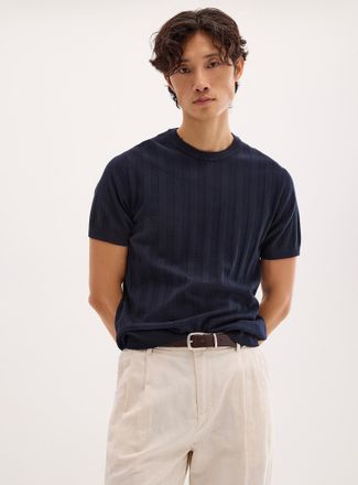 Lindbergh Mens Mixed-ribbed knit sweater