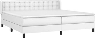 vidaXL Vidaxl - Cama Box Spring Con Colch&oacute;n Cuero Sint&eacute;tico Blanco 200x200 Cm